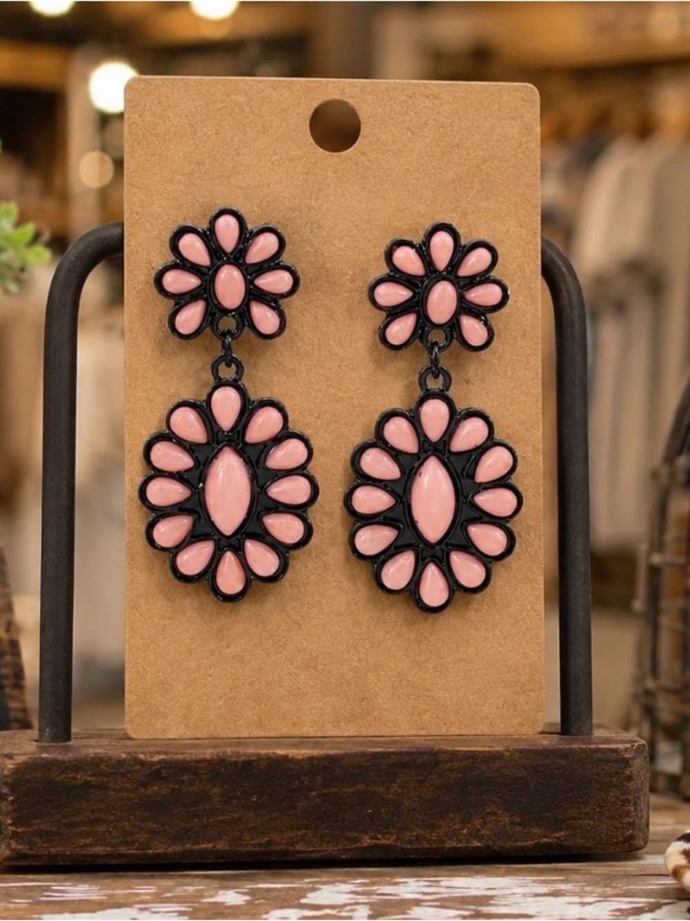 Pink stone Teardrop Dangle Earrings - Women Jewelry